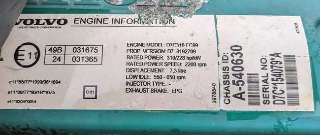 Motor complet pentru camion VOLVO FM7 DC7C310 EC99