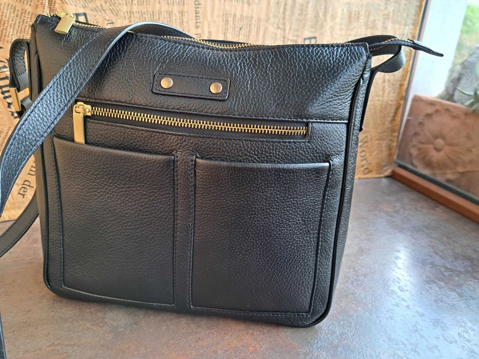 дамска чанта,черна кожена торба-естествена кожа,нова,малка