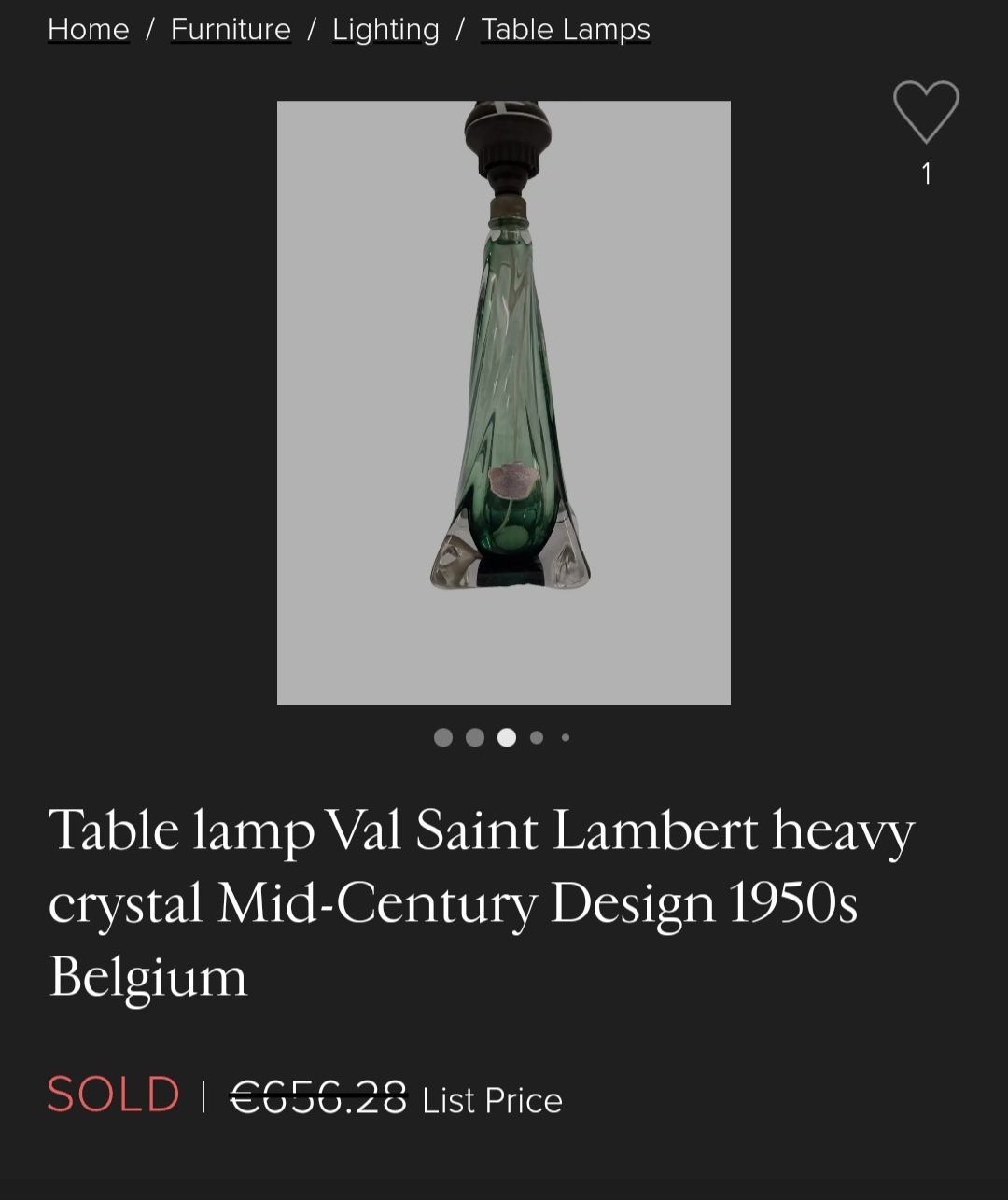 Val Saint Lambert настолни кристални лампи от 50-те години