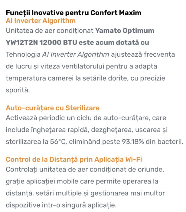 Aer condiționat Yamato 12000btu– Montaj complet – 2700 lei