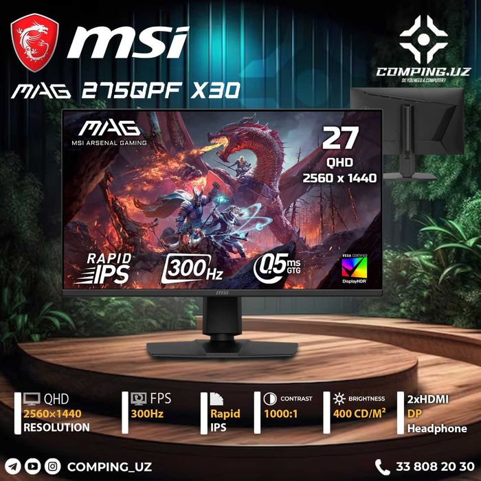 Msi MAG 275QPF X30 27'' 300Hz 2K QHD IPS Flat