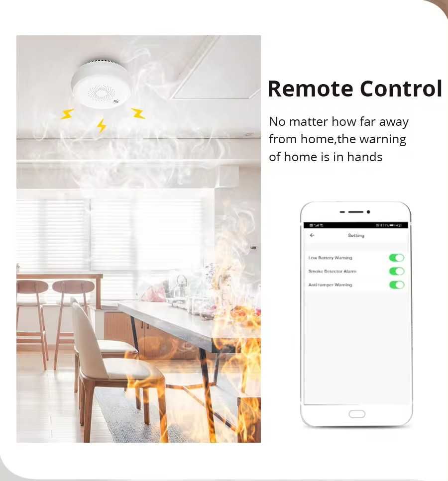 Senzor smart / detector de fum / alarma incendiu, Tuya Zigbee