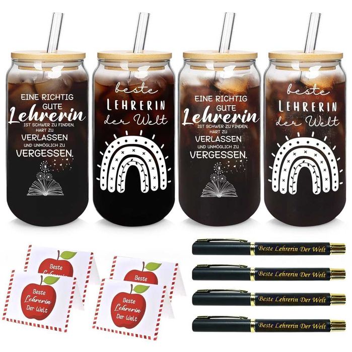 Set de 4 pahare cu pix și felicitare