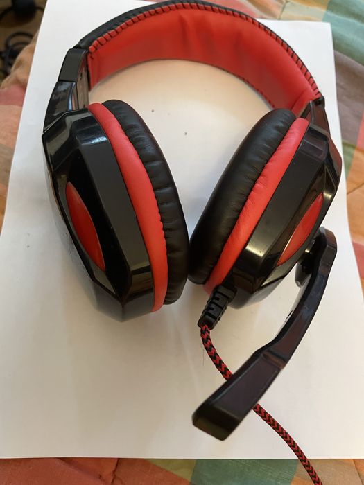 Căști Gaming PLATINUM (Negru/Roșu) cu Microfon - Jack 3.5mm