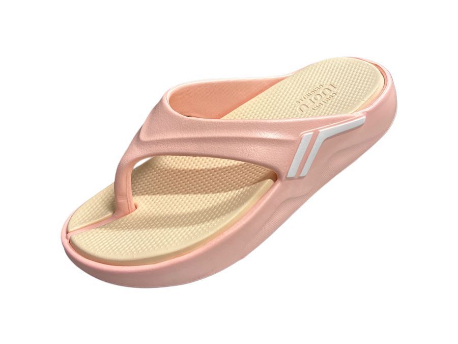 Дамски джапанки между пръста в бежово и розово-LUOFU