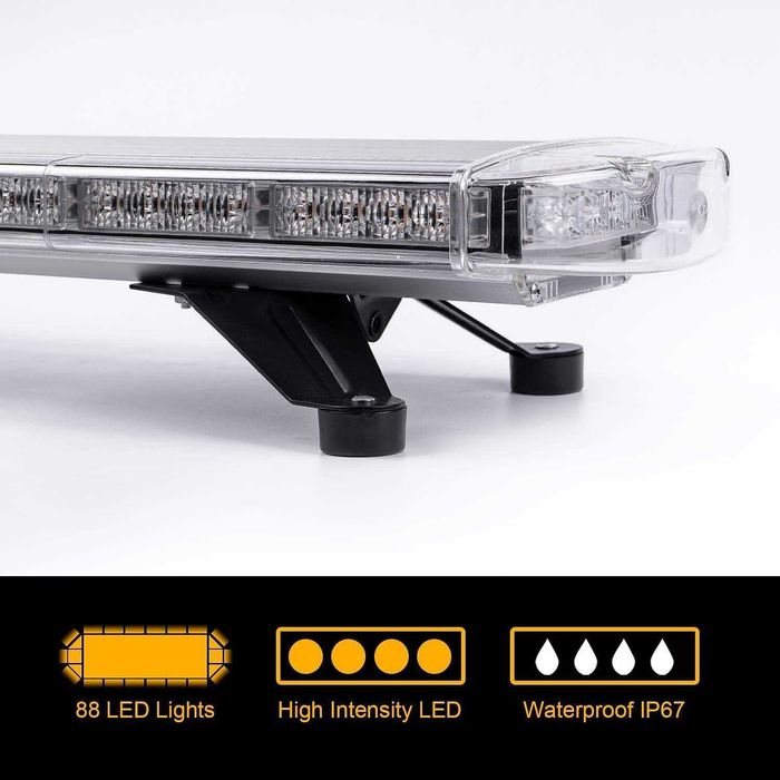 Аварийна сигнална лампа маяк буркан, 120 см, 12V 24V, 15 режима, жълта