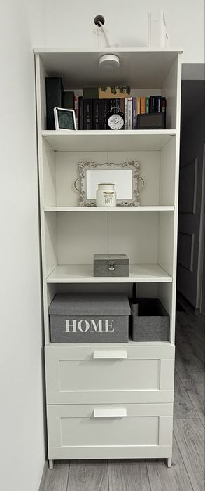 Biblioteca Ikea Brimnes,alba,60x33x190,polite reglabi,2sertare,ca Noua