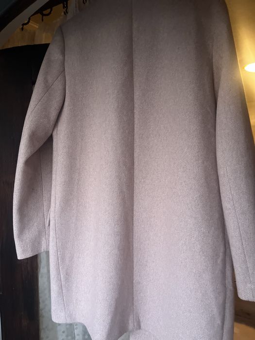 Дълго палто тип сако Zara в цвят пудра