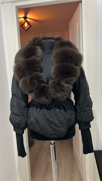 Geaca blana naturala maro model nou