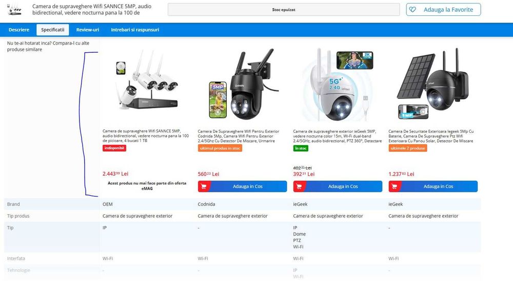 Set de Camere de supraveghere Wifi SANNCE 5MP, audio bidirectional