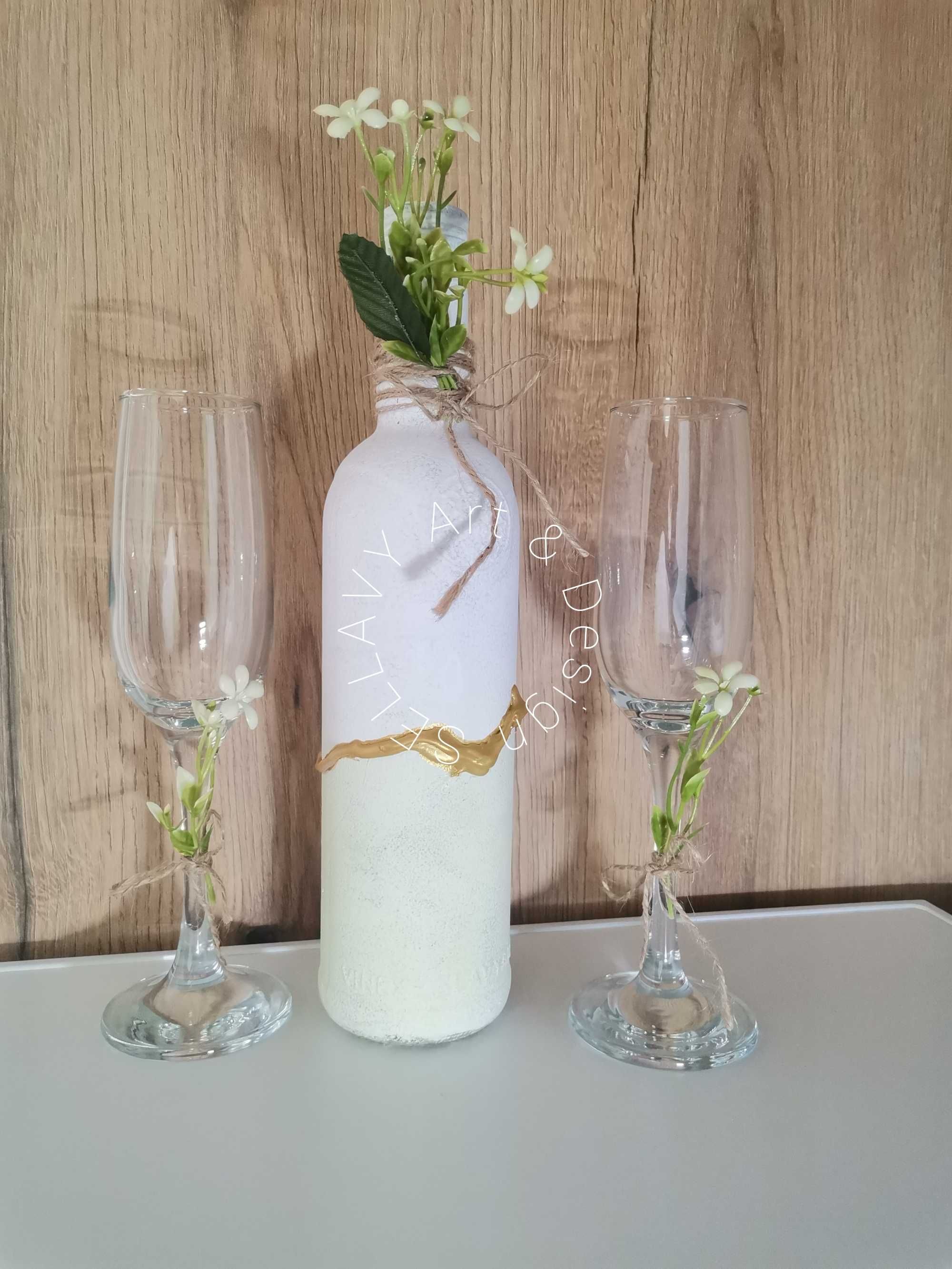 Сватбени декорирани чаши сетове