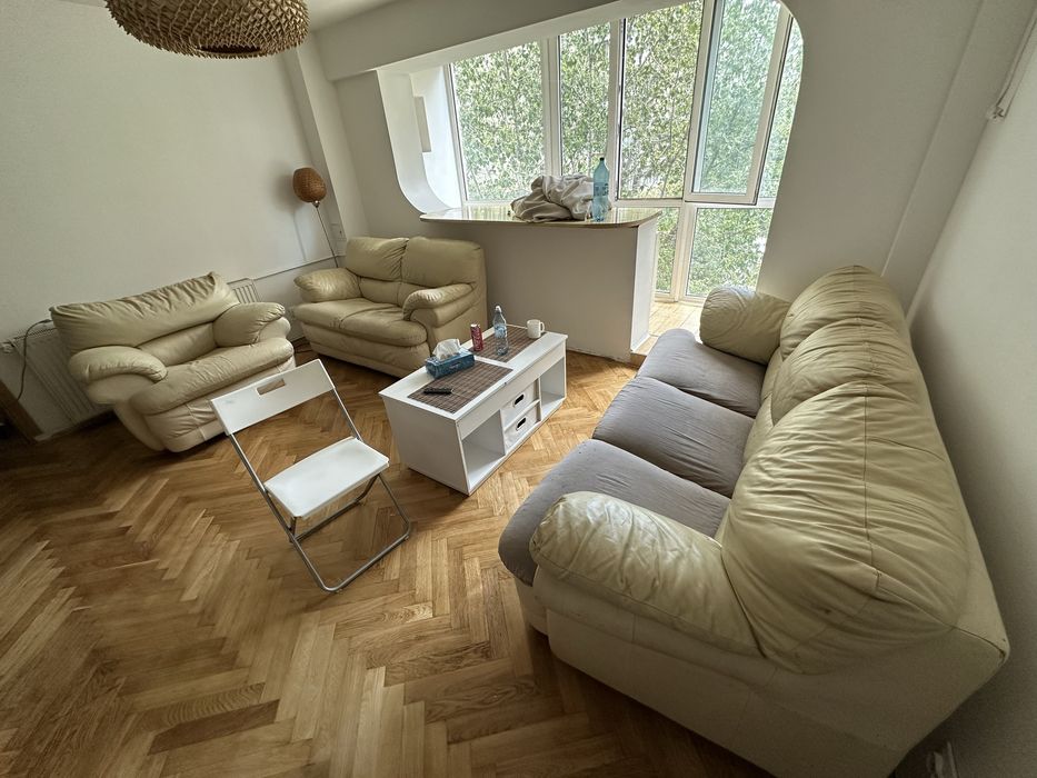 Set canapea de piele rabatbila 3 locuri + 2 locuri + fotoliu