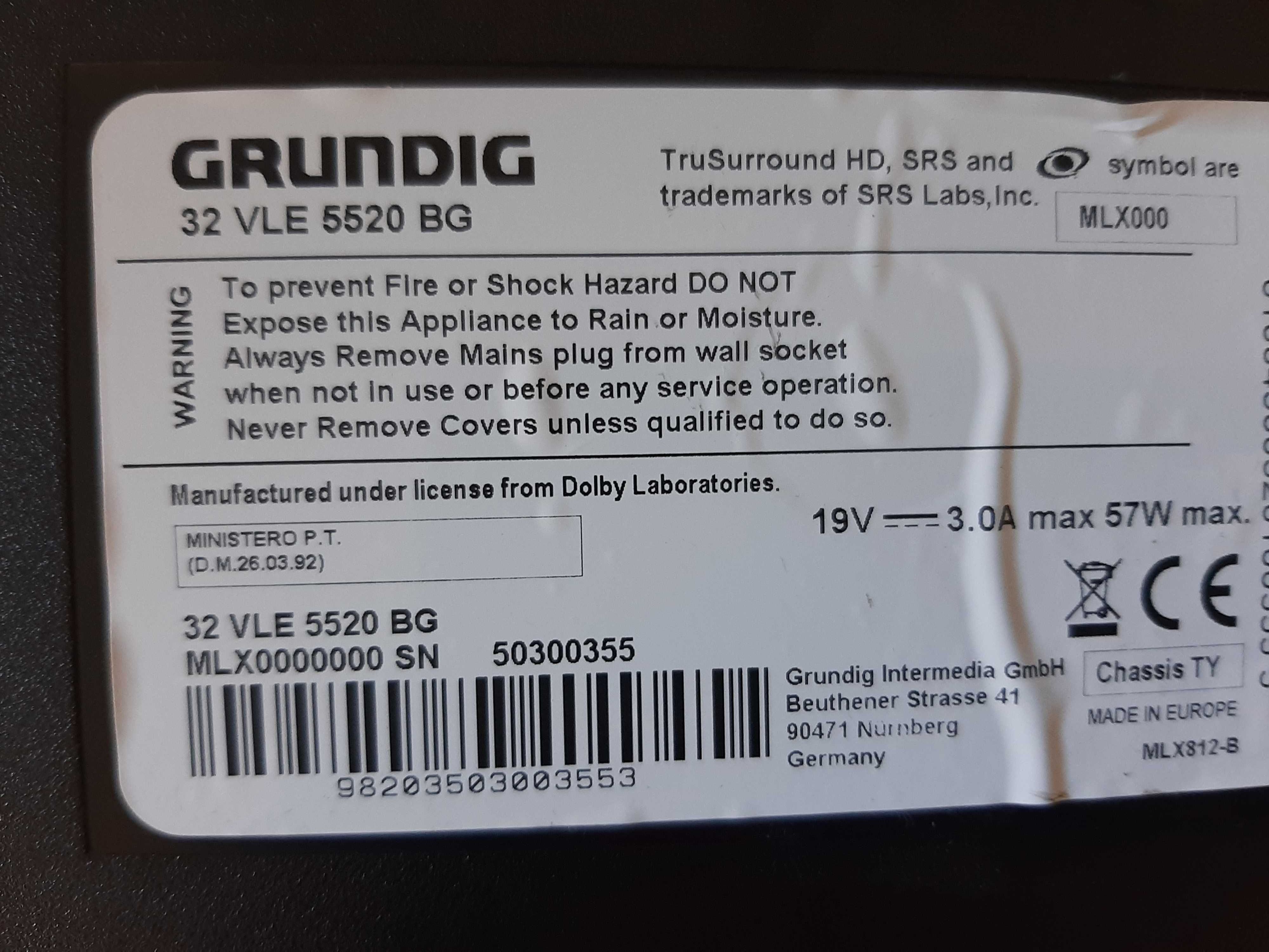 Digitala VTY190R-5 V-0 din Grundig 32vlc5520 bg