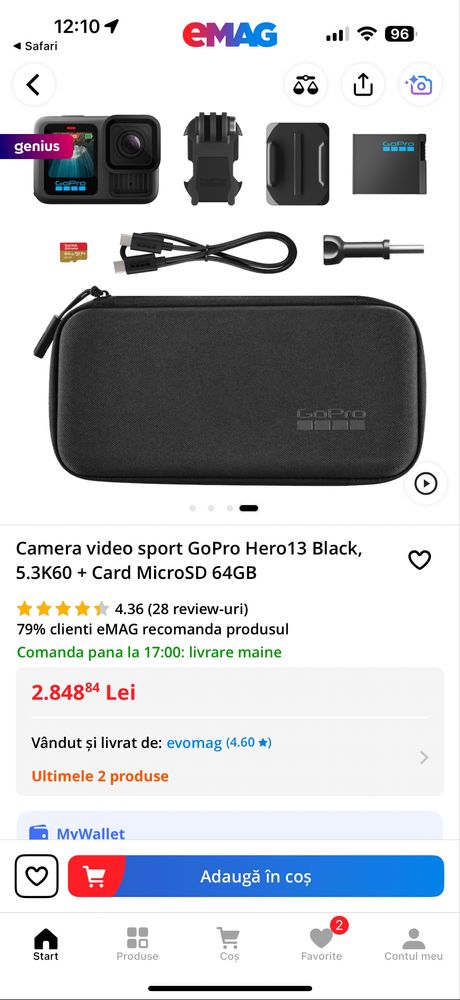 Camera GoPro Hero 13 black 5.3K60 + card MicroSD 64Gb •NOUA / SIGILATA