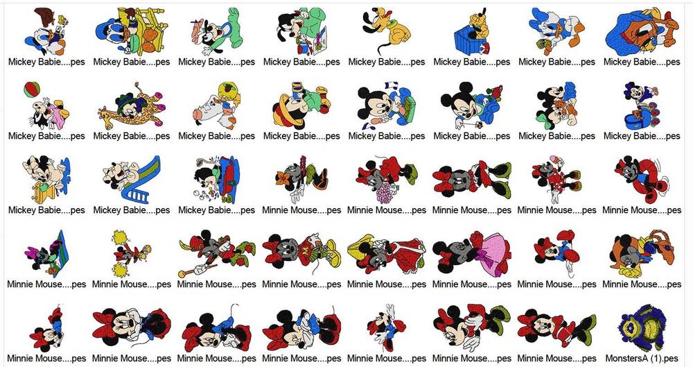 1200 modele broderie Disney, format PES, masini Brother + catalog PDF