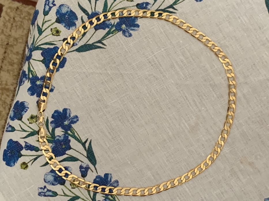 Нов мъжки ланец и пръстен сребро със 18 карата златно покритие с печат