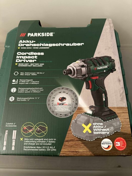 Masina de insurubat cu impact parkside 20v încărcător acumulator 8ah