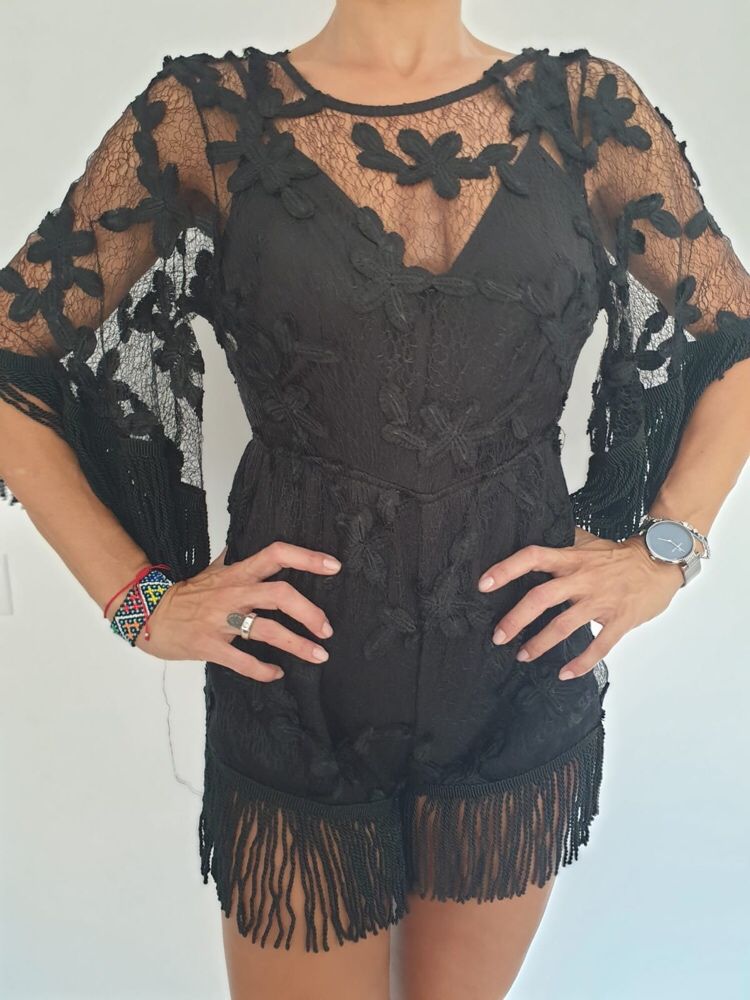 Rochie / Salopeta Neagră, dantela, măsura S