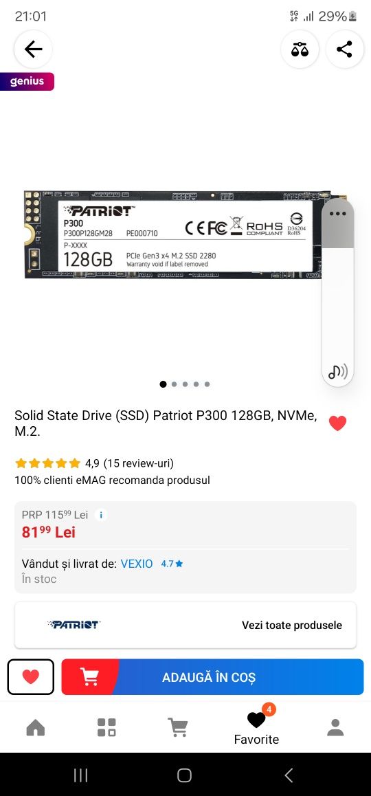 Solid state drive ssd 128 gb  SIGILAT