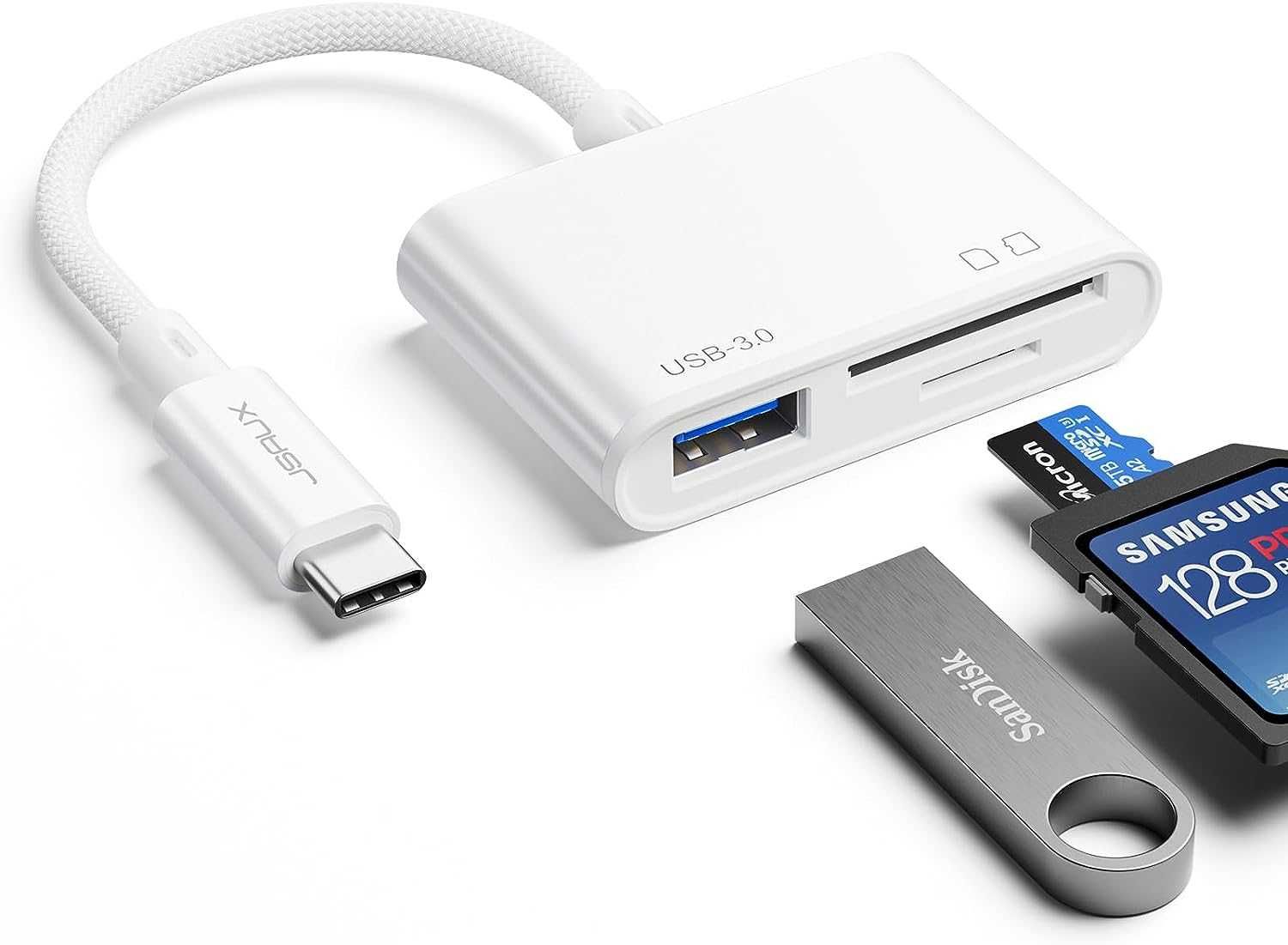 Cititor carduri SD USB C cu port USB 3.0 JSAUX 3in1 Hub Dock