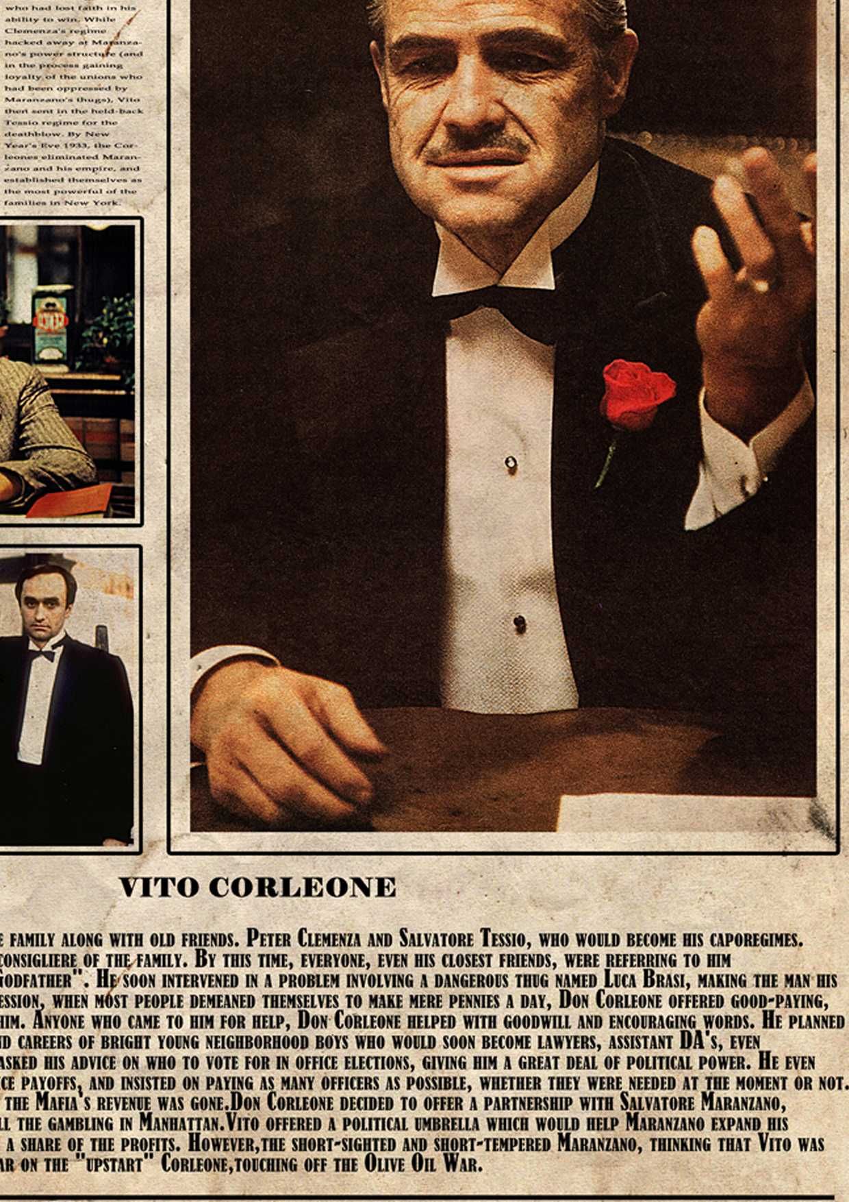Кръстникът Дон Вито Корлеоне вестник постер плакат за дома кафе бар