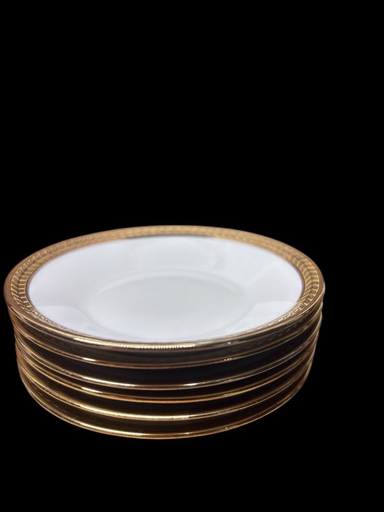 Set 6 cești cafea Limoges France, porțelan fin, aur 24k, vintage 1941