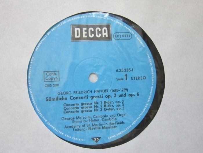 vinil rar Handel ‎Samtliche Concerti Grossi-1974 Neville Marriner 4xLP