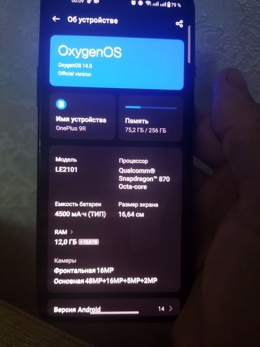 One plus 9R 256 Гб ОЗУ 12+12