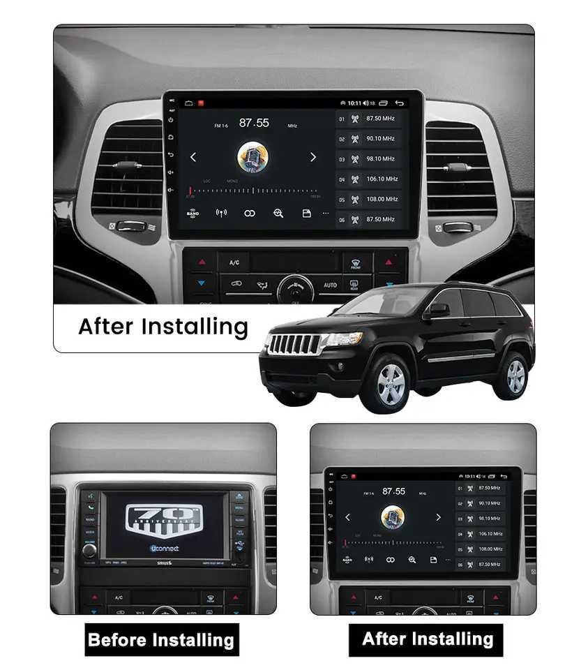 Мултимедия Двоен дин за Jeep Grand Cherokee навигация плеър Android
