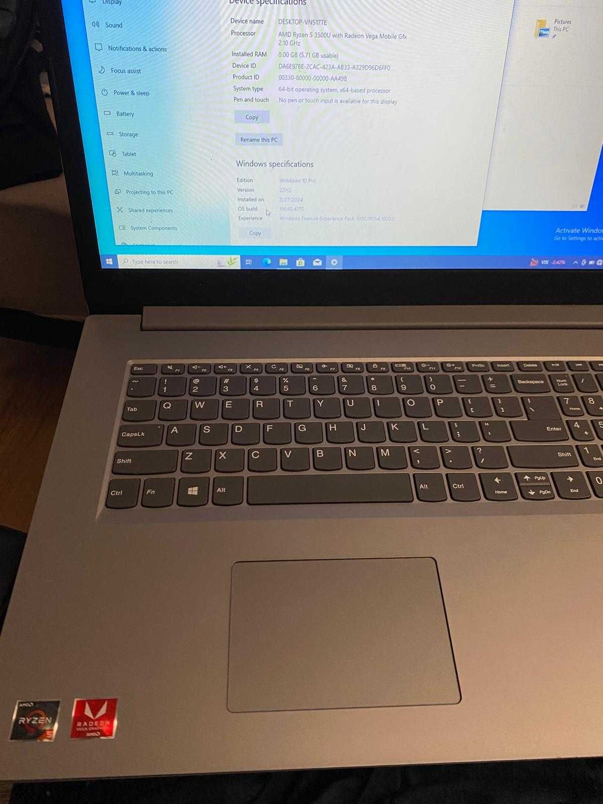 LAPTOP LENOVO IdeaPad L340-17API model 81LY