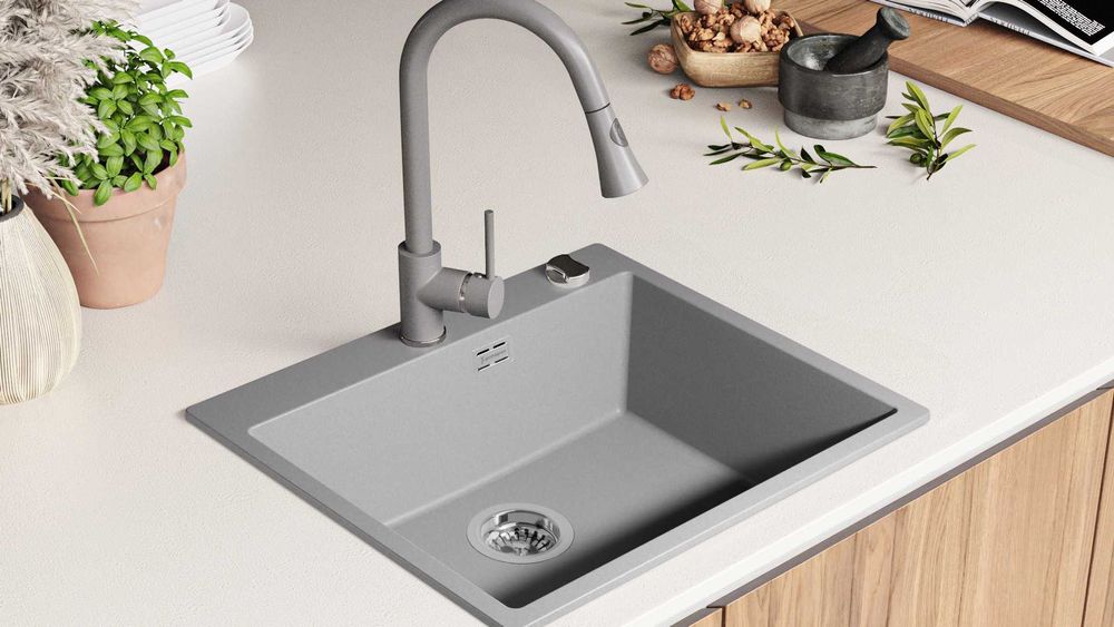 Кухненска Мивка от гранит  Осло XL TOP  580 x 500 mm - Сив