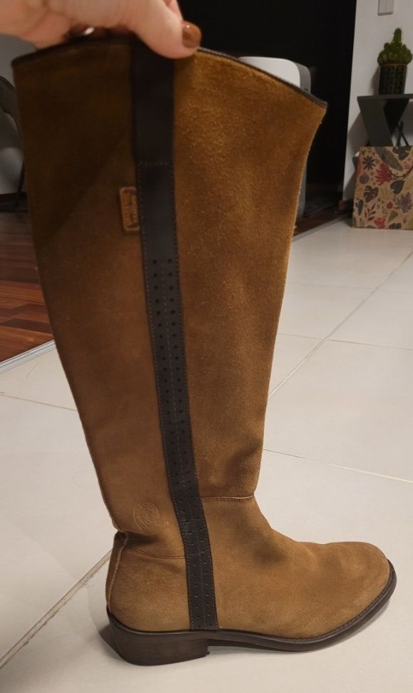 Cizme western piele suede maro