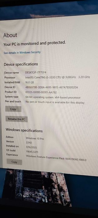 Calculator i5 16 Giga si SSD cu Monitor functional cu windows instalat