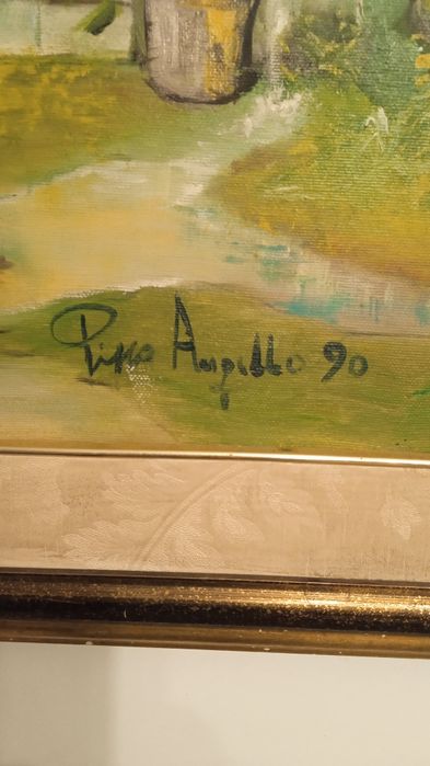 Frizer-Pictura pe panza, Italia anii 90', decor frizerie/barber shop