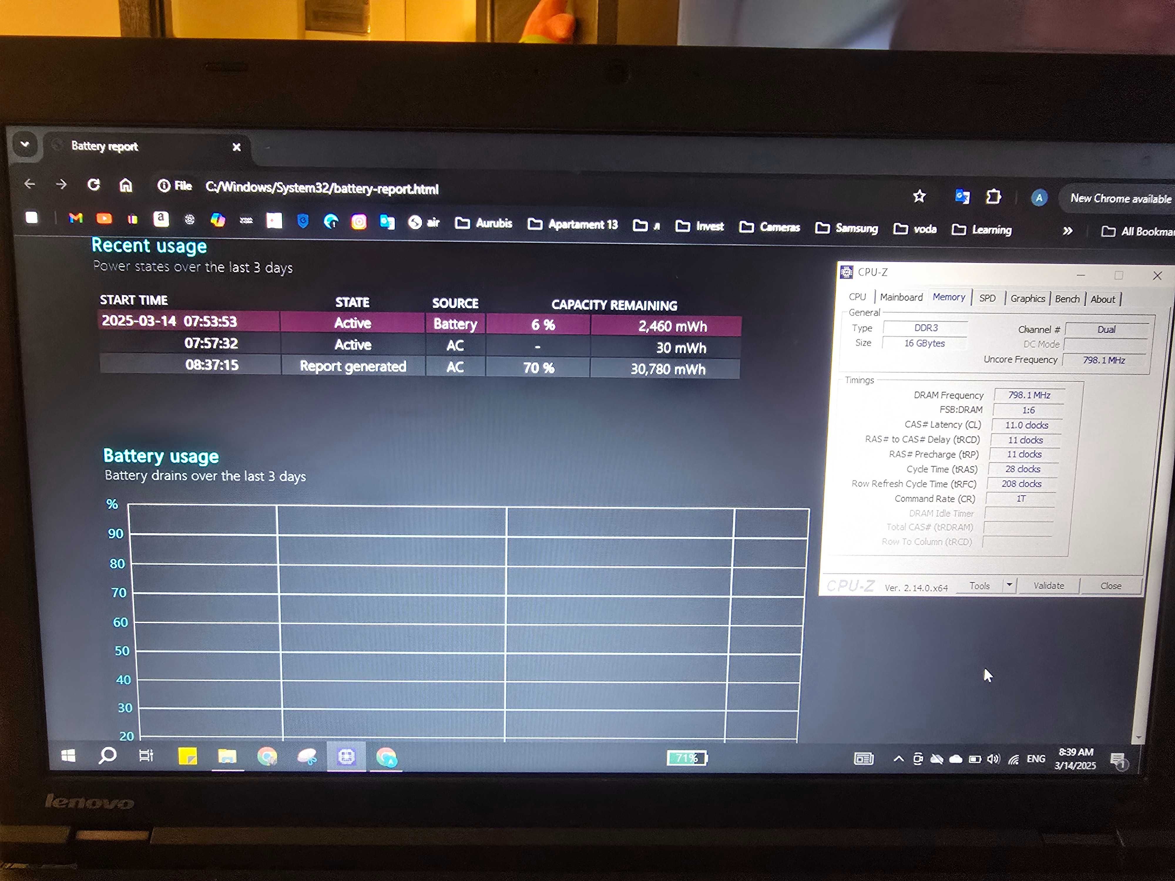 Lenovo T540p Intel(R) Core(TM) i5-4200M CPU 2.50GHz 16GB RAM
