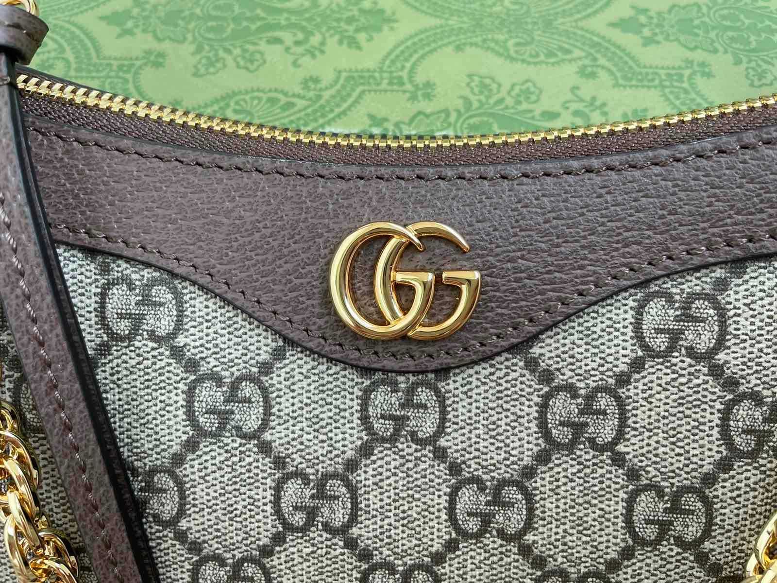 Оригинална Ophidia Гучи Чантичка Кожа Чанта за Рамо Синджир Gucci