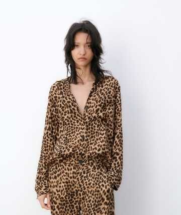 camasa Zara viscoza, animal print, L, noua