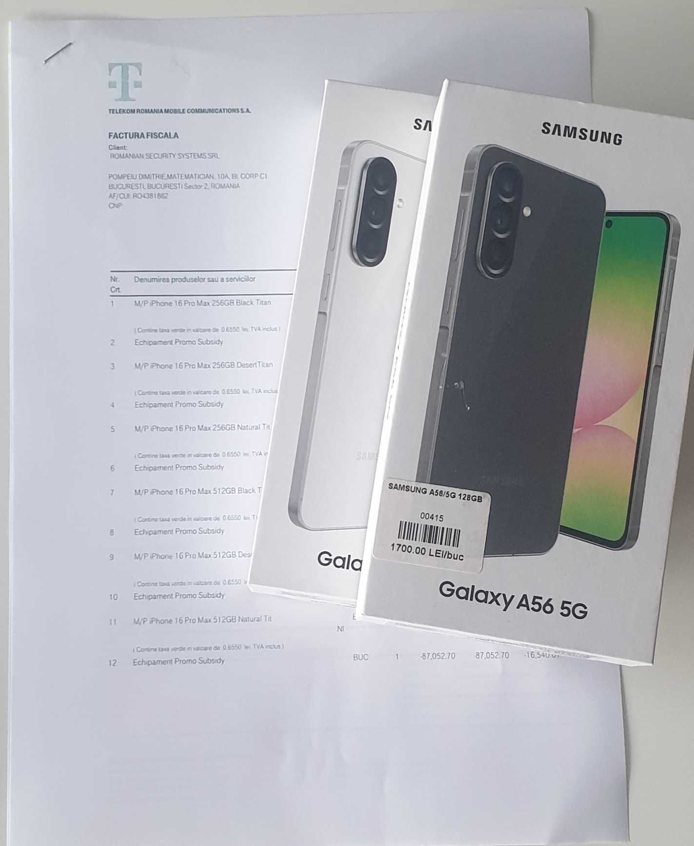 Samsung A56/128GB Black/White SIGILATE FacturaGarantie 24 luni TELEKOM