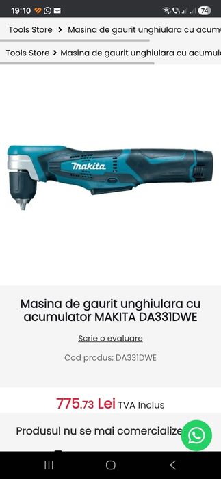 Masina de găurit unghiulara Makita DA331D