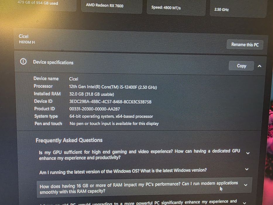 Vand setup placa de baza H610M H plus procesor i5 12400F plus