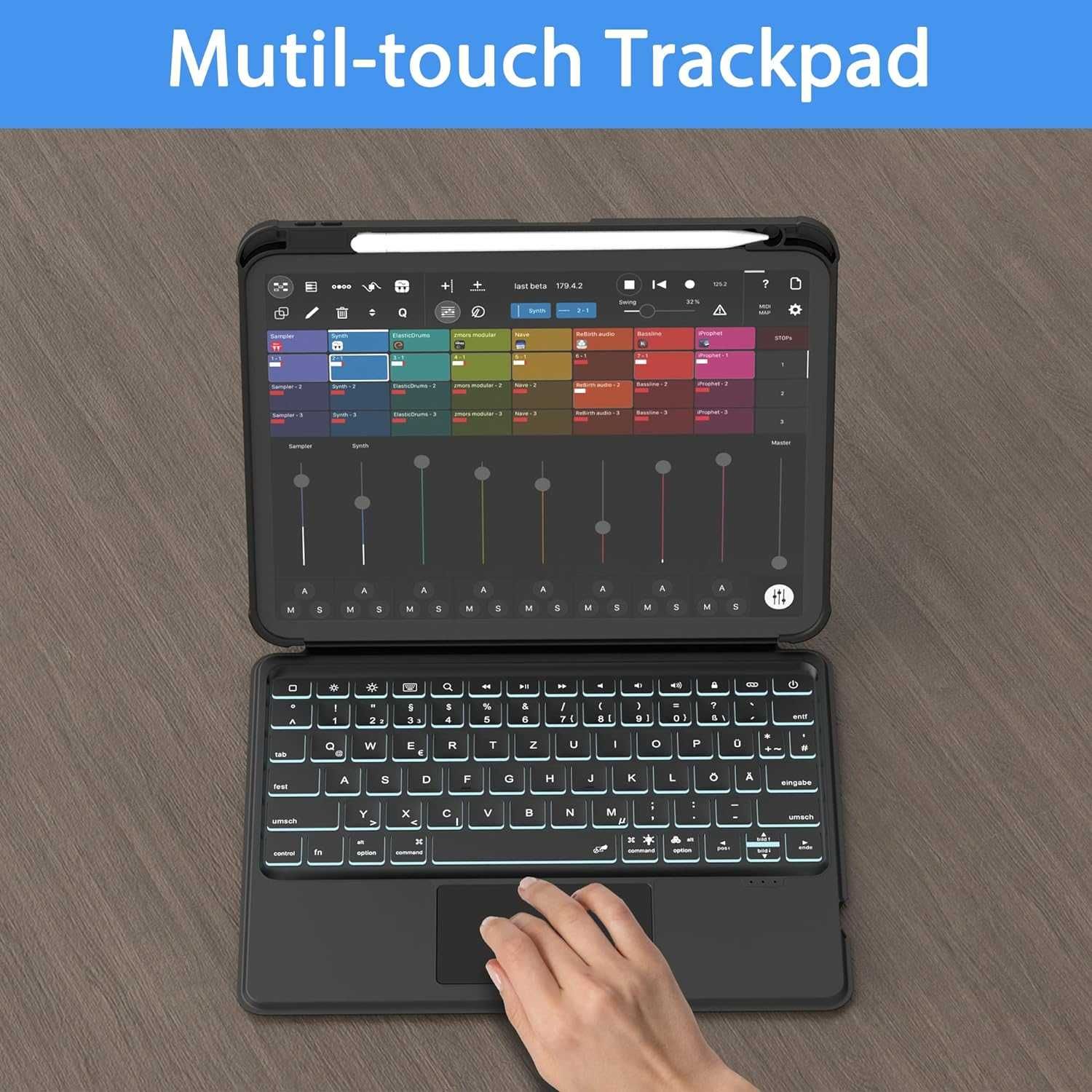 Husă ROOFEI Multi Touch tastatură iPad generația 10-a 10.9 inch-QWERTZ