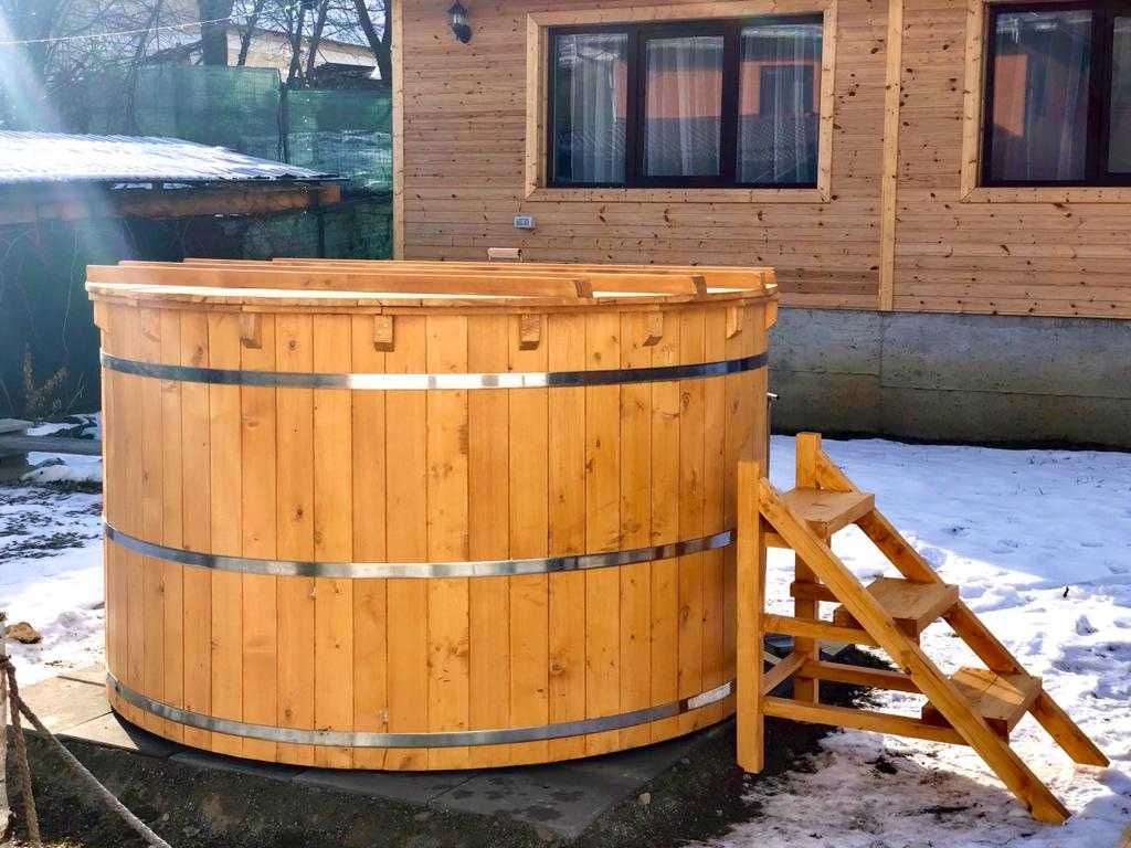 Ciubar, piscina, spa rustic cu soba inclusa, Ø =2 m, 6-8 pers