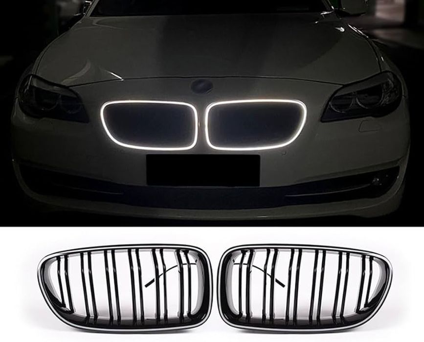 LED светещи двойни бъбреци BMW 5 F10 лед грил решетки бмв ф10 черни