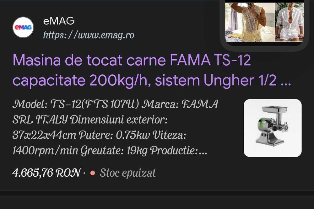 Mașina tocat carne HoReCa FAMA TS 12  NOUA GARANȚIE made Italy 200kg/h