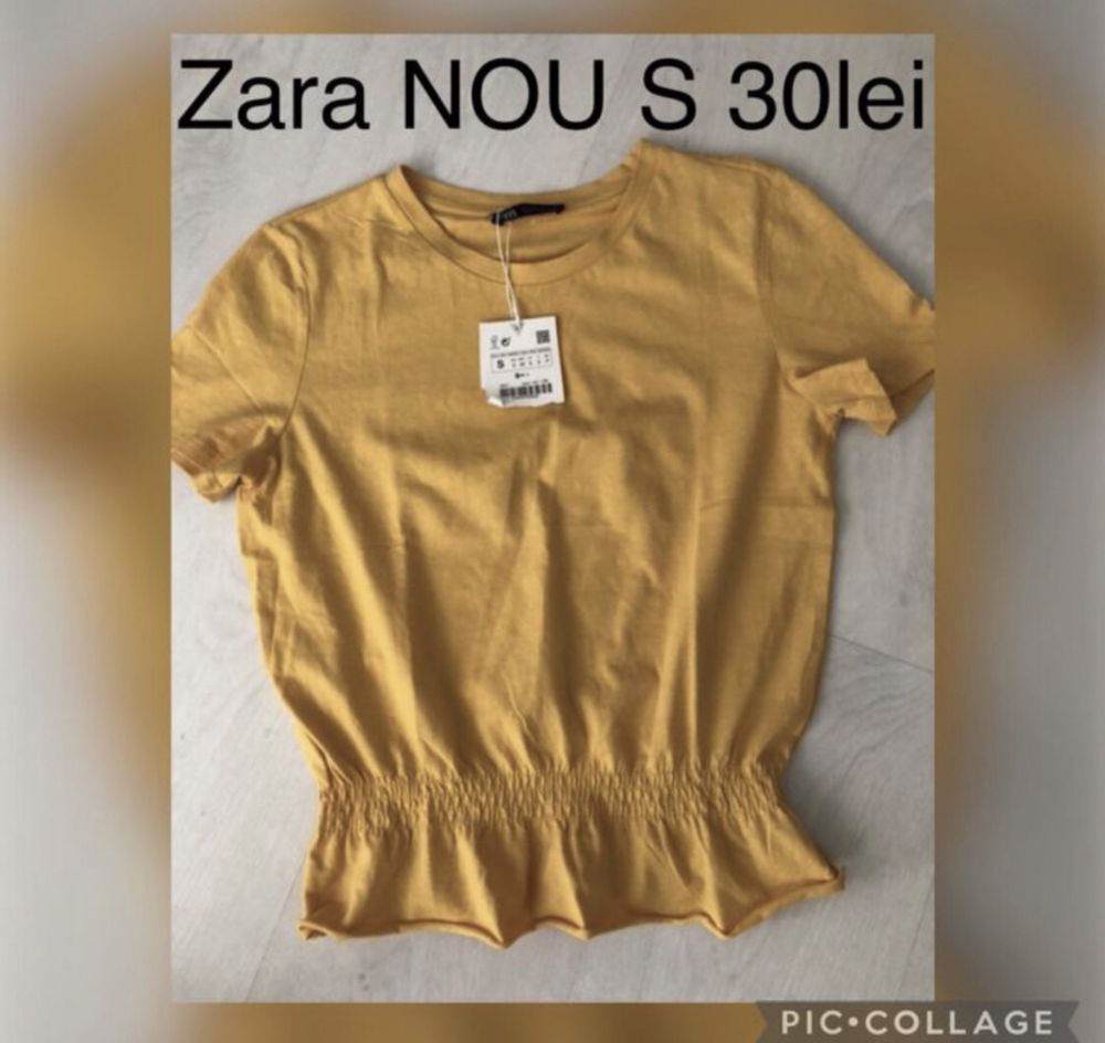 Blugi albi elastici S NOI/ tricou Zara S