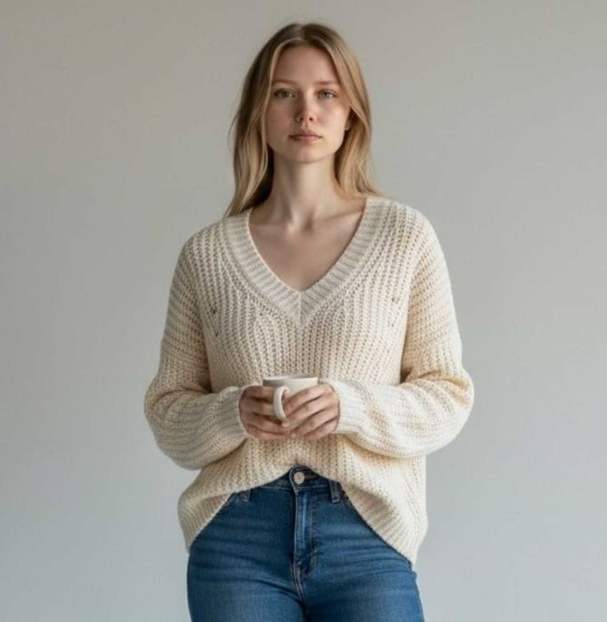Дамски пуловер в цвят екрю Esprit