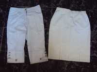 Белые штаны-капри и юбка. Размер 46-48