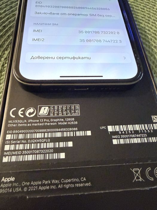 iPhone 13 Pro Black 128GB-Като нов 100% батерия