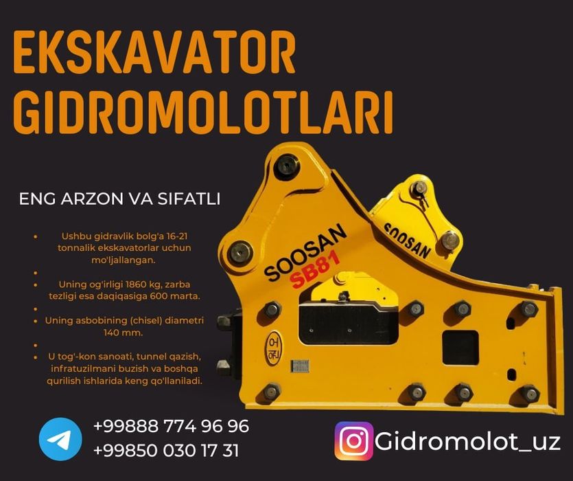 Ekskavatoringgiz uchun gidromolotlar