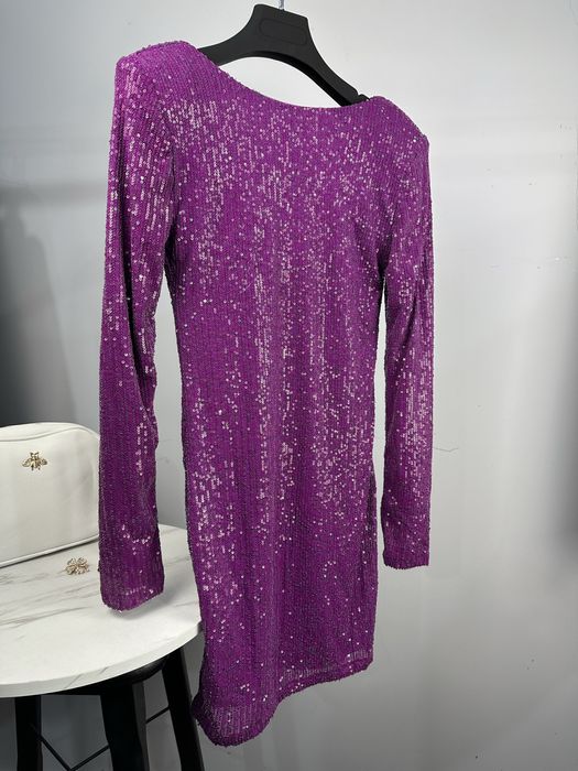 MANGO уникална рокля с пайети циклама